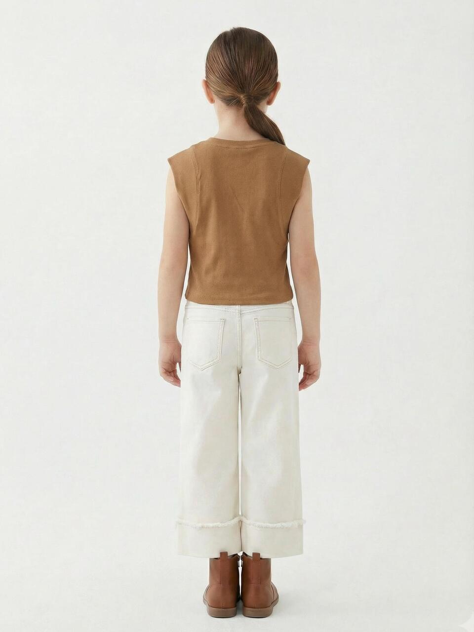 Erkek Çocuk 3'lü Alt Üst Kombin Takmı 5-14 Yaş SET0473 Krem - 4