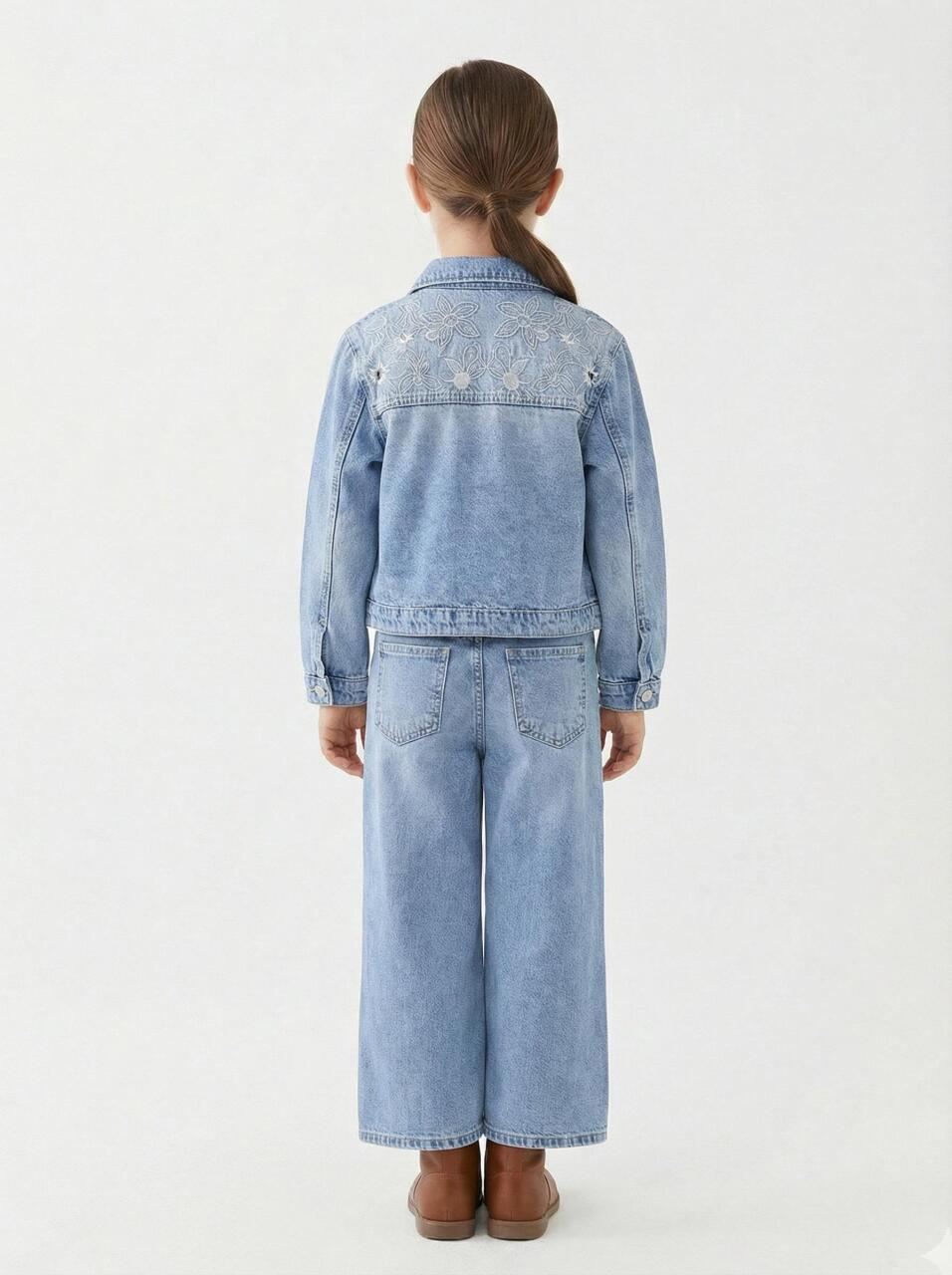 Kız Çocuk 3'lü Alt Üst Kombin Takmı 5-13 Yaş SET0480 Mavi - 2