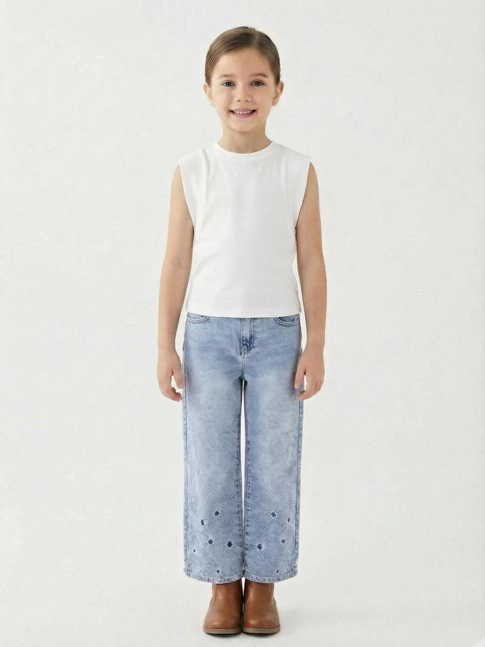 Kız Çocuk 3'lü Alt Üst Kombin Takmı 5-13 Yaş SET0480 Mavi - 3