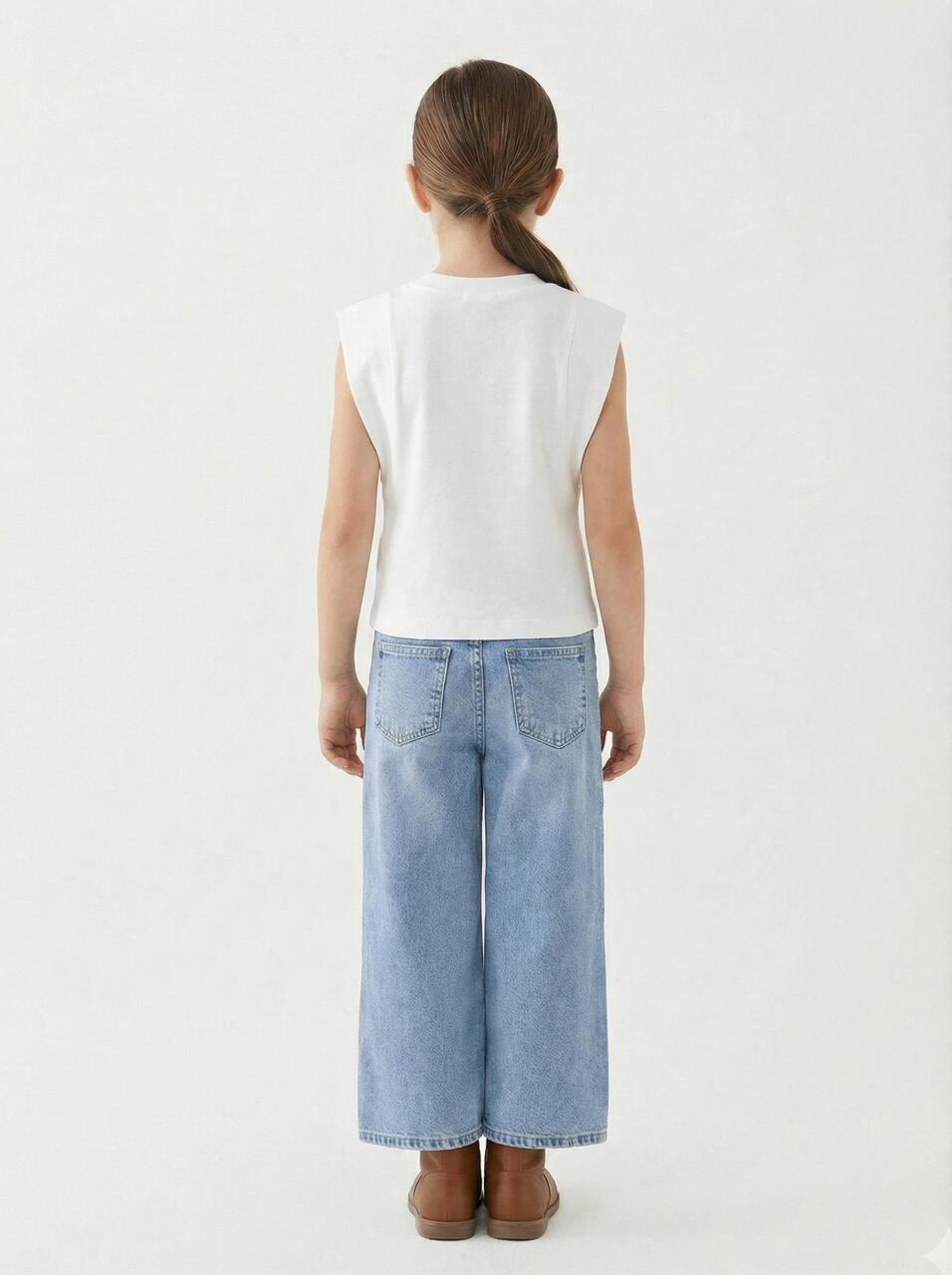 Kız Çocuk 3'lü Alt Üst Kombin Takmı 5-13 Yaş SET0480 Mavi - 4