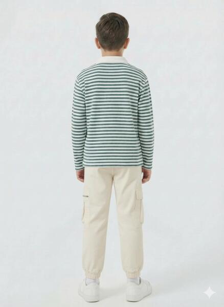 Erkek Çocuk 2'li Alt Üst Kombin Takmı 4-13 Yaş SET0461 Krem - 2