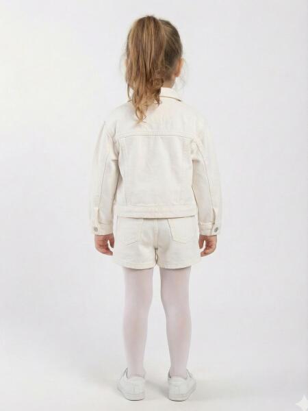 Kız Çocuk 3'lü Alt Üst Kombin Takmı 1-4 Yaş SET0482 Krem - 2