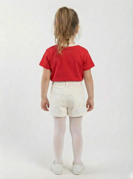 Kız Çocuk 3'lü Alt Üst Kombin Takmı 1-4 Yaş SET0482 Krem - 4