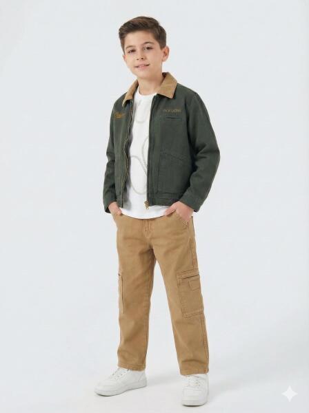 Erkek Çocuk 3'lü Alt Üst Kombin Takmı 4-13 Yaş SET0471 Hardal - ESCABEL