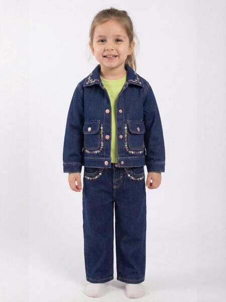 Kız Çocuk 3'lü Alt Üst Kombin Takmı 1-4 Yaş SET0475 Mavi - ESCABEL