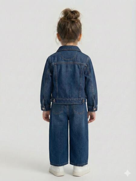 Kız Çocuk 3'lü Alt Üst Kombin Takmı 1-4 Yaş SET0475 Mavi - 2