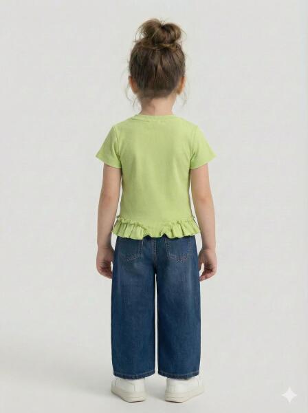 Kız Çocuk 3'lü Alt Üst Kombin Takmı 1-4 Yaş SET0475 Mavi - 5