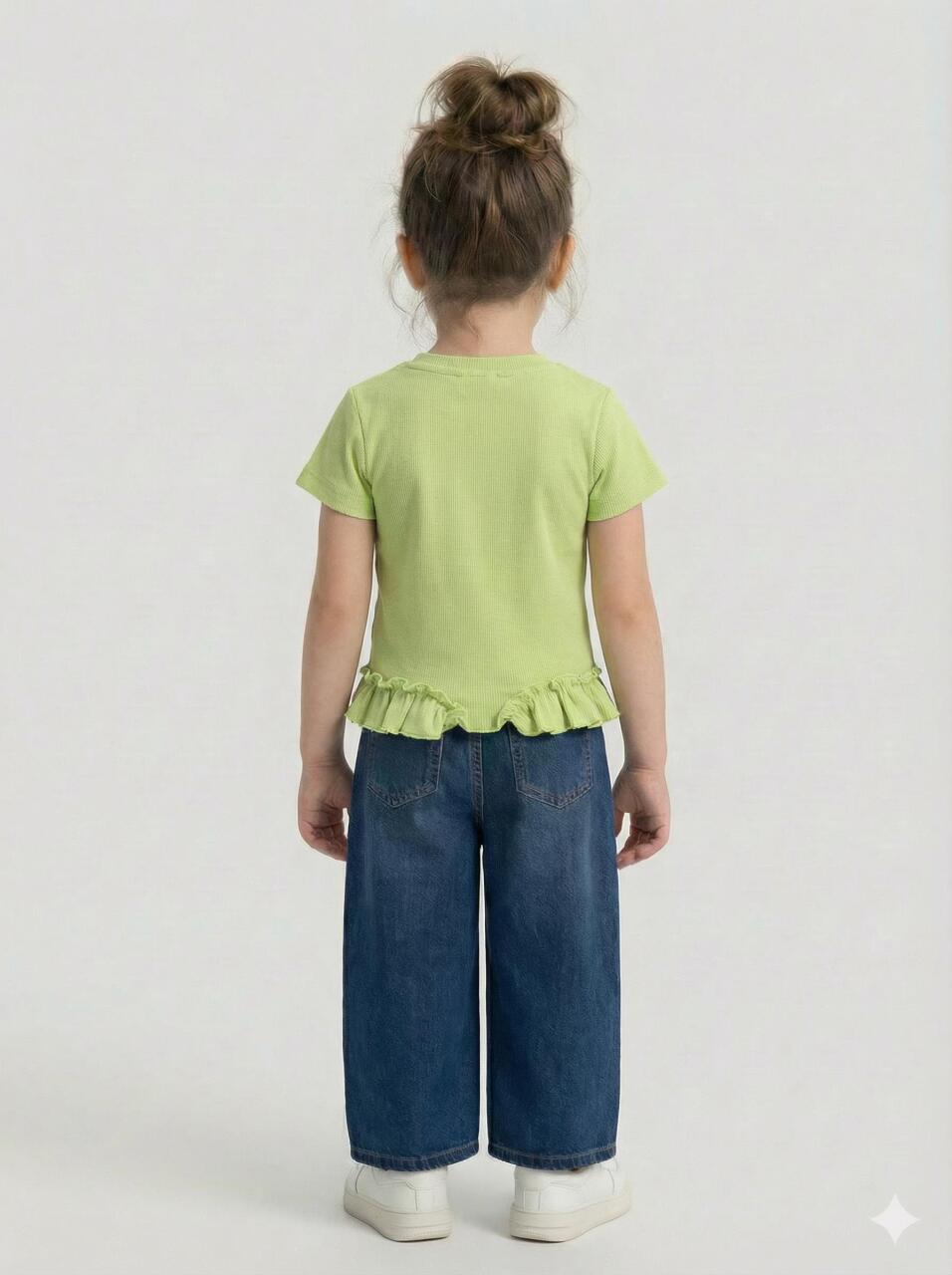 Kız Çocuk 3'lü Alt Üst Kombin Takmı 1-4 Yaş SET0475 Mavi - 5