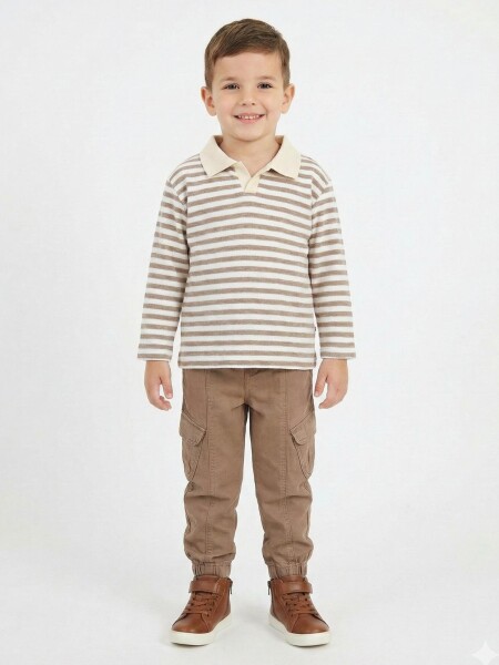 Erkek Çocuk 2'li Alt Üst Kombin Takmı 1-4 Yaş SET0460 Kahverengi - ESCABEL