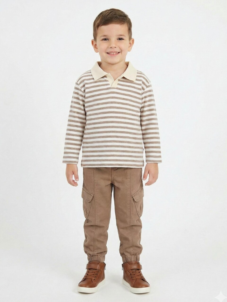 Erkek Çocuk 2'li Alt Üst Kombin Takmı 1-4 Yaş SET0460 Kahverengi - 1