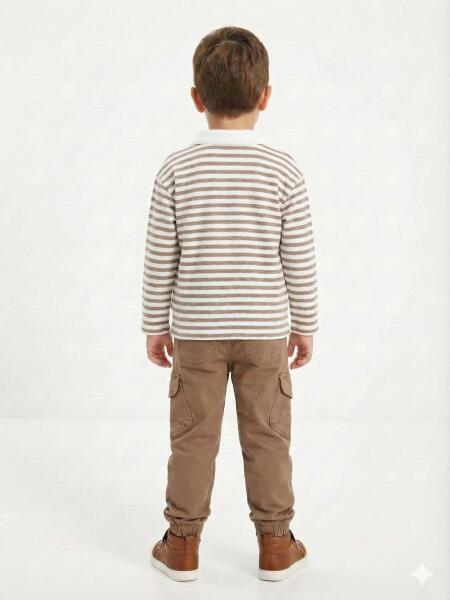 Erkek Çocuk 2'li Alt Üst Kombin Takmı 1-4 Yaş SET0460 Kahverengi - 2