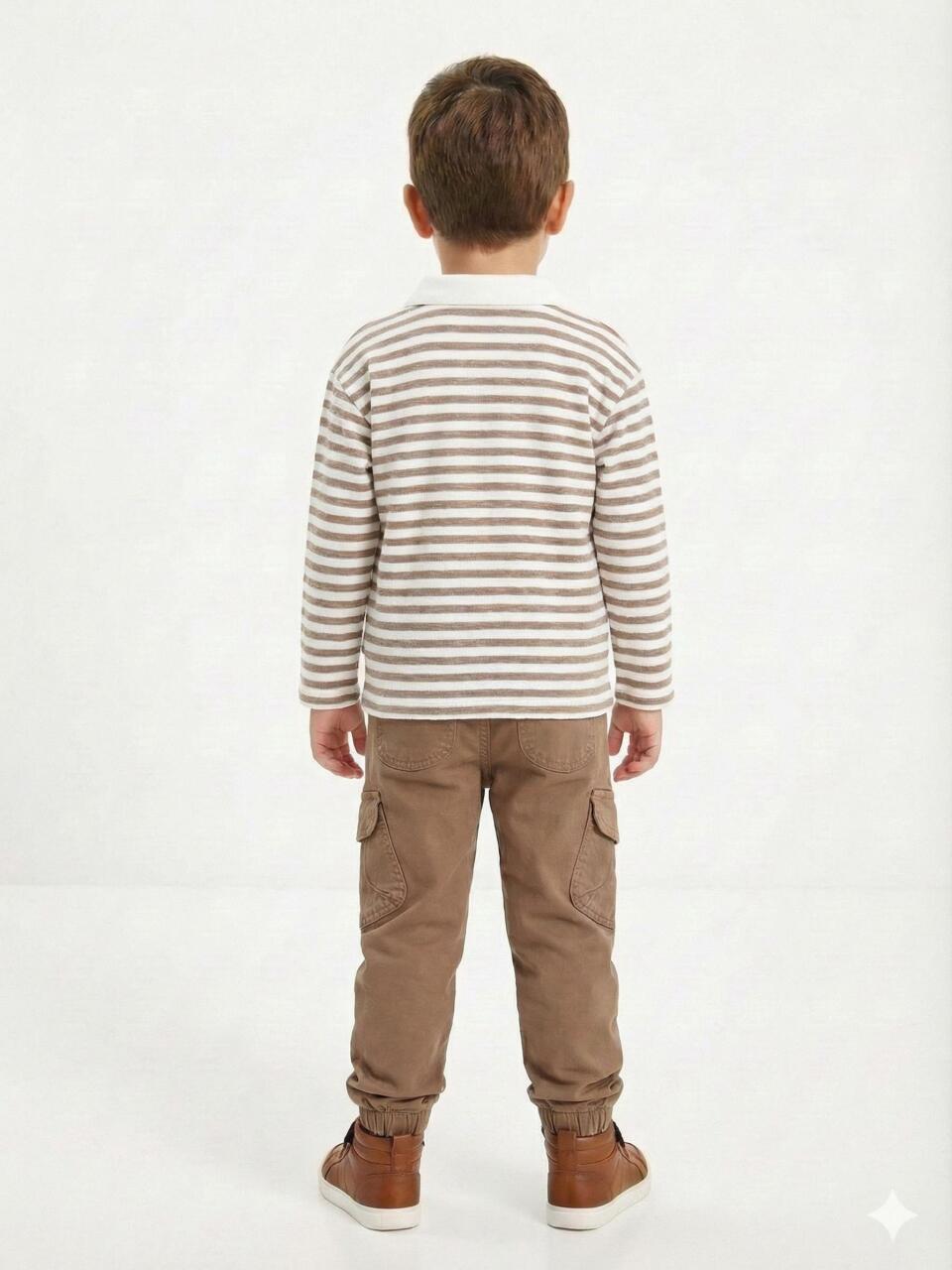 Erkek Çocuk 2'li Alt Üst Kombin Takmı 1-4 Yaş SET0460 Kahverengi - 2