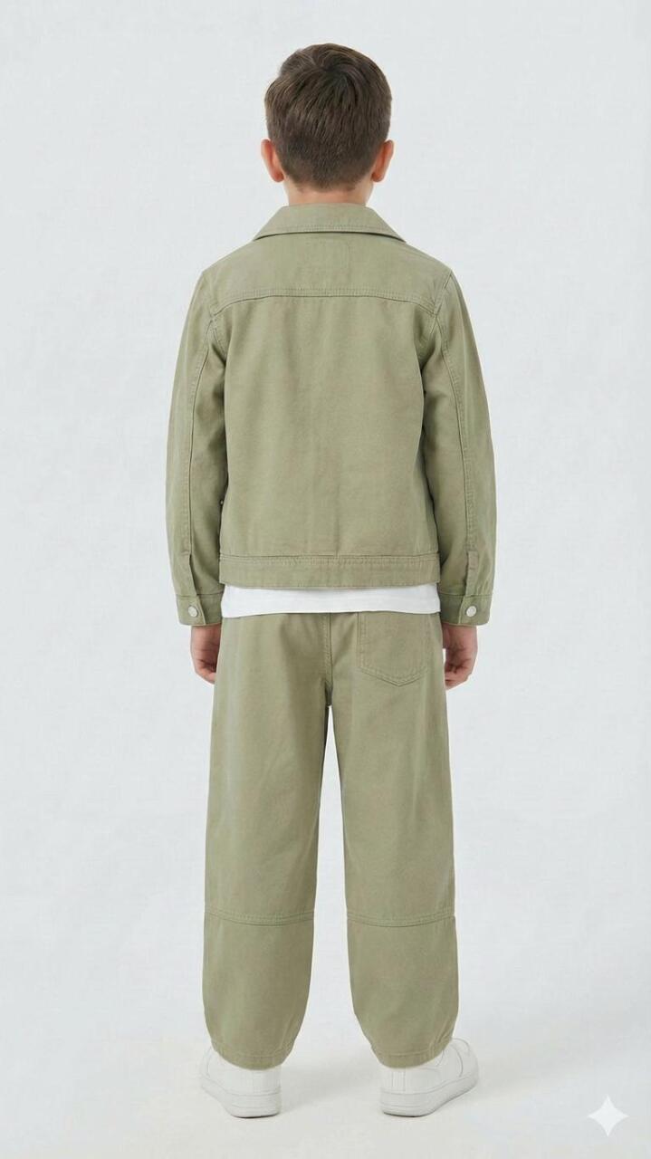 Erkek Çocuk 3'lü Alt Üst Kombin Takmı 4-13 Yaş SET0467 Fıstık Yeşil - 2