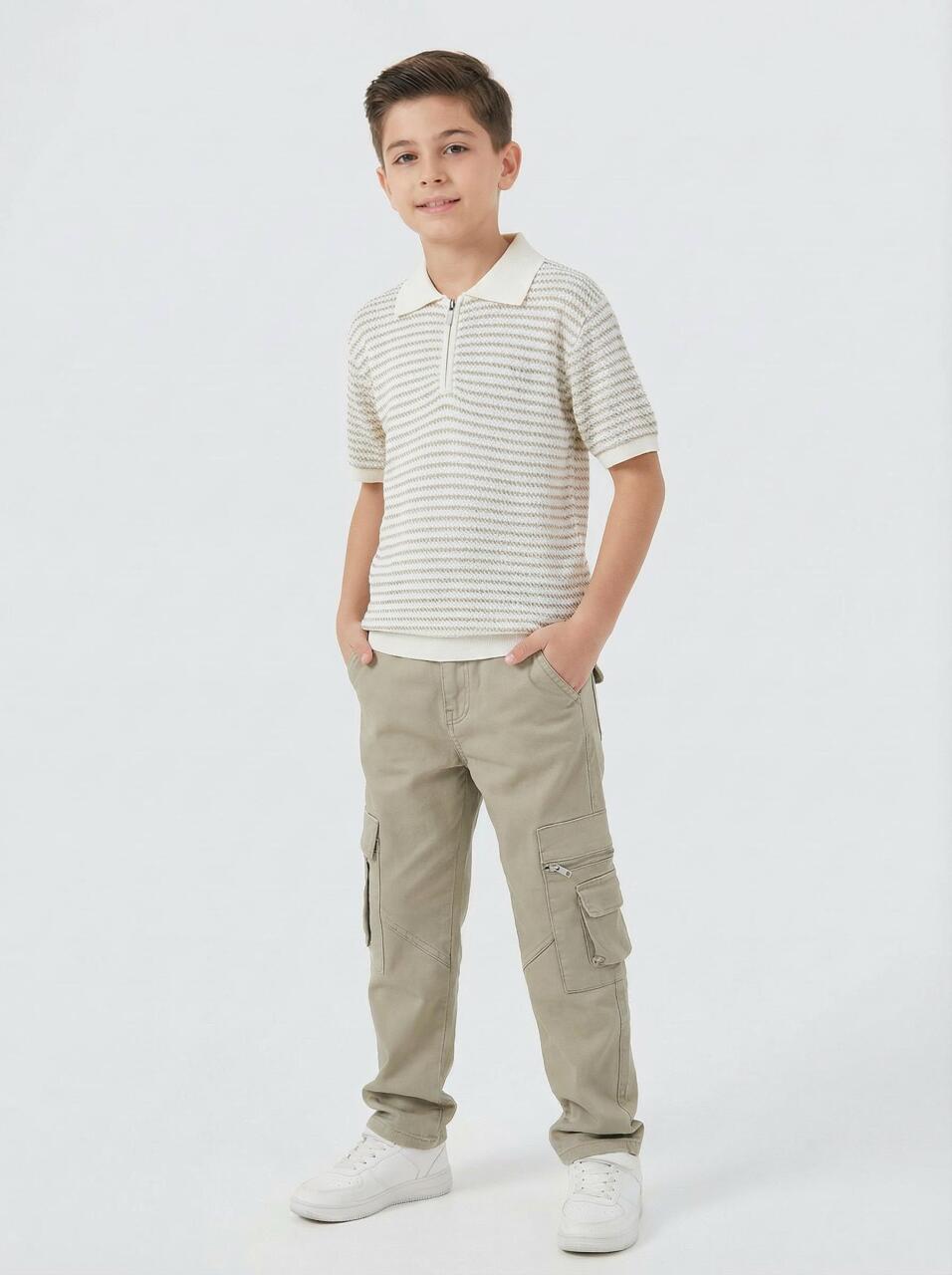 Erkek Çocuk 2'li Alt Üst Kombin Takmı 4-13 Yaş SET0476 Açik Yeşil - 1