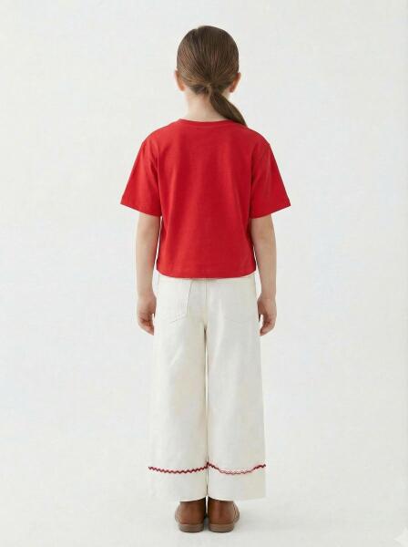 Kız Çocuk 3'lü Alt Üst Kombin Takmı 4-13 Yaş SET0479 Krem - 3