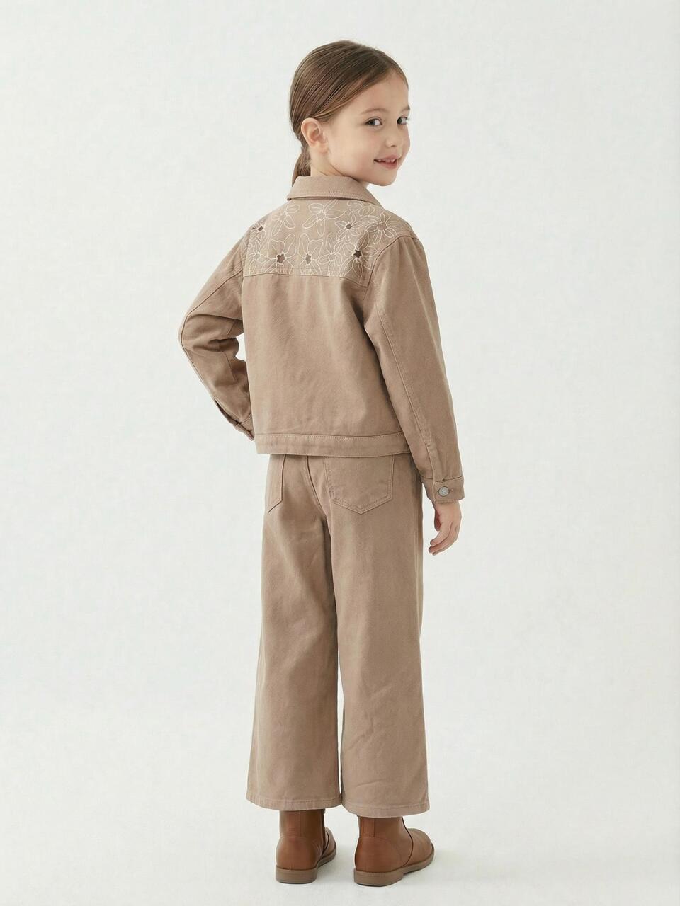 Kız Çocuk Alt Üst 3'lü Kombin Takmı SET0484 Kahverengi - 2