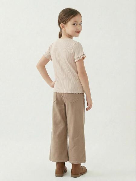 Kız Çocuk Alt Üst 3'lü Kombin Takmı SET0484 Kahverengi - 3