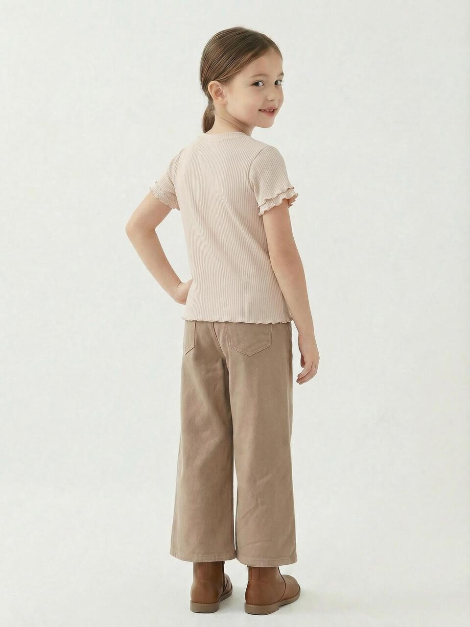 Kız Çocuk Alt Üst 3'lü Kombin Takmı SET0484 Kahverengi - 3