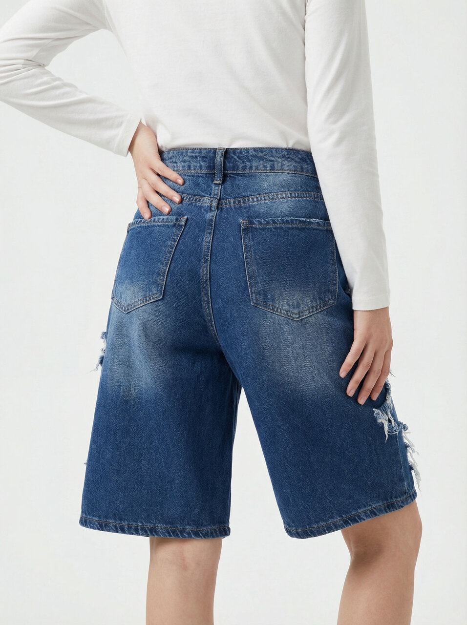 Kız Çocuk Şort 9-13 Yaş 25221 Mavi - 2