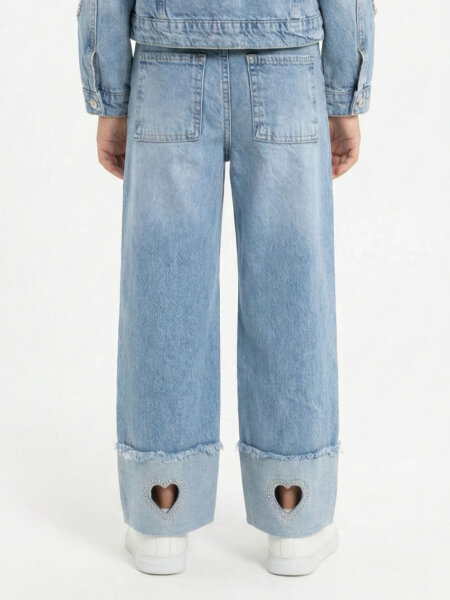 Kız Çocuk Jean Pantolon 4-13 Yaş 2692 Mavi - 3