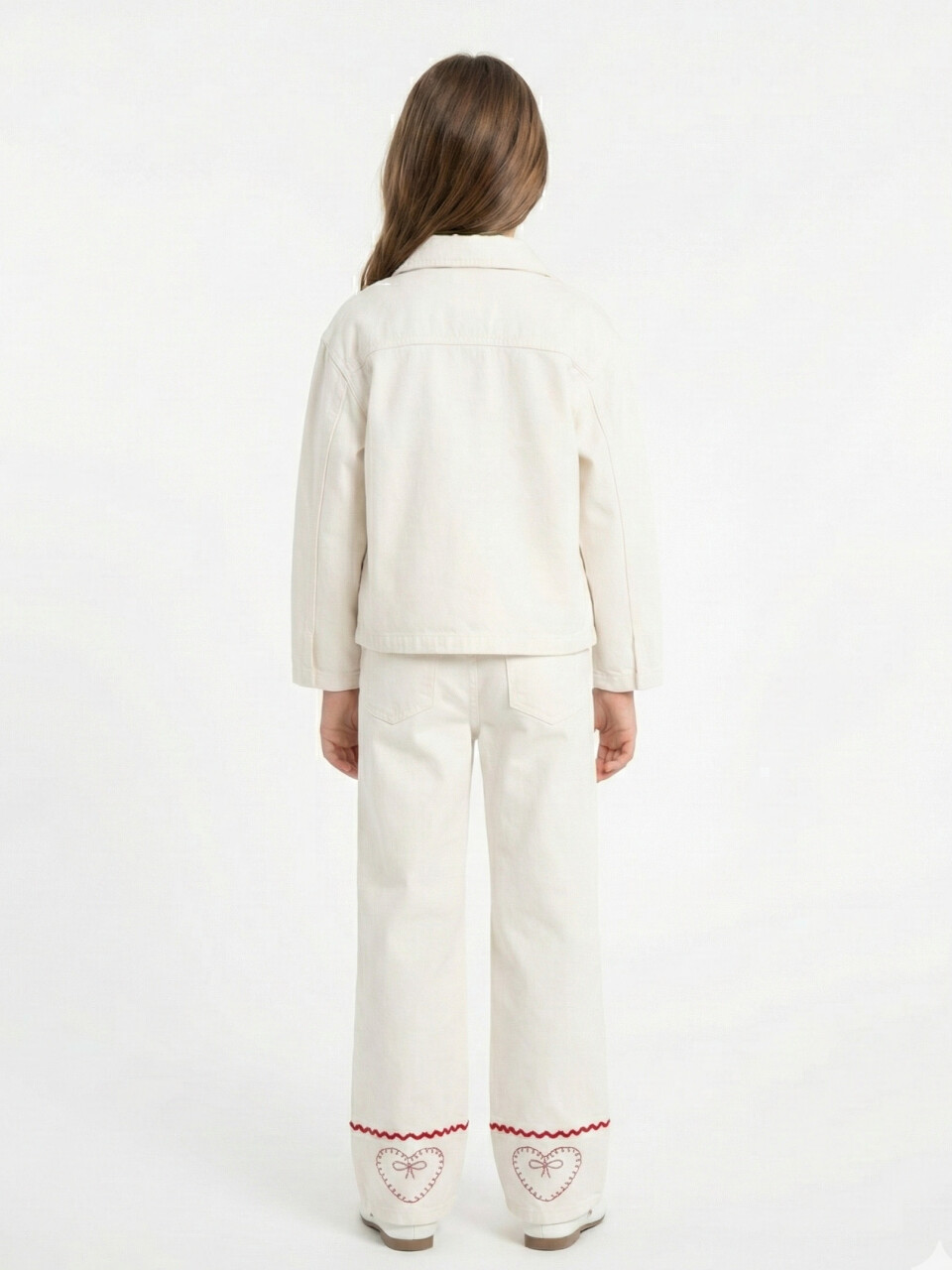 Kız Çocuk 3'lü Alt Üst Kombin Takmı 4-13 Yaş SET0479 Krem - 8