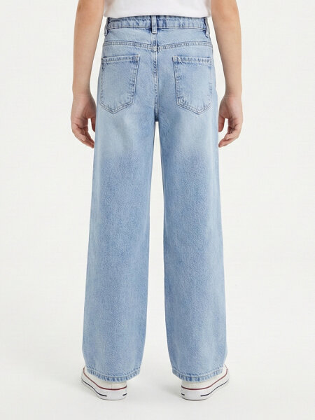 Kız Çocuk Çiçek Nakışlı jean Pantolon 4-13 Yaş 26164 Mavi - 2