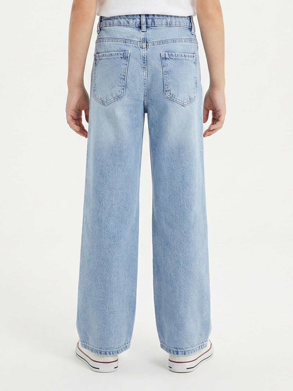 Kız Çocuk Çiçek Nakışlı jean Pantolon 4-13 Yaş 26164 Mavi - 2