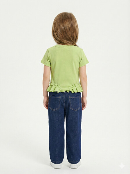 طقم ملابس متناسق للبنات مكون من 3 قطع، بلوزة وبنطال، للأعمار من 1 إلى 4 سنوات، رقم الطقم SET0475 - 5