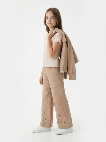 Kız Çocuk Alt Üst 3'lü Kombin Takmı SET0484 Kahverengi - 2