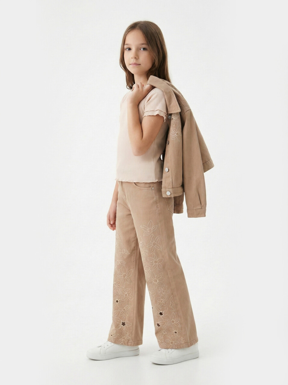 Kız Çocuk Alt Üst 3'lü Kombin Takmı SET0484 Kahverengi - 2