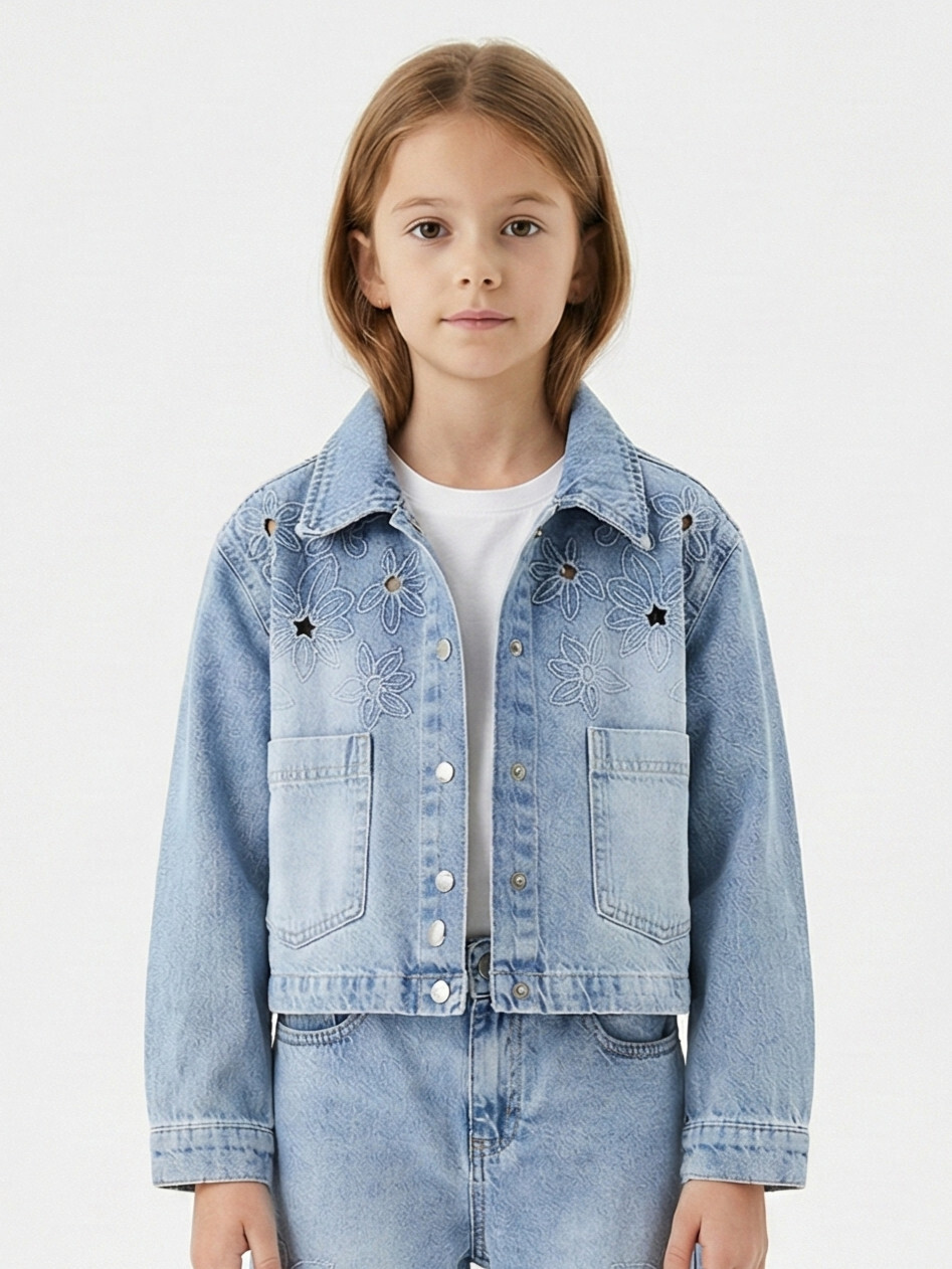 Kız Çocuk 3'lü Alt Üst Kombin Takmı 5-13 Yaş SET0480 Mavi - 7