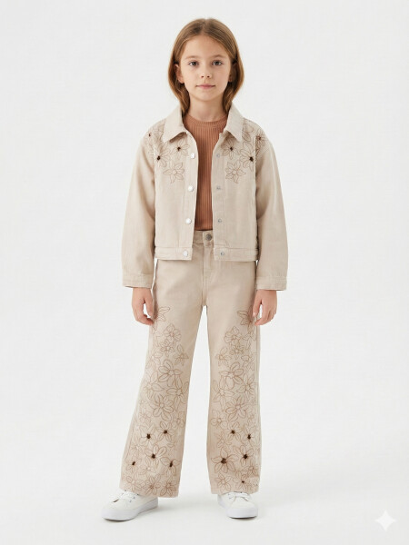 Erkek Çocuk 3'lü Alt Üst Kombin Takmı 10-14 Yaş SET0483 Bej - ESCABEL