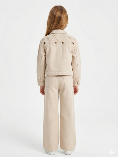 Kız Çocuk 2'li Alt Üst Takım (Ceket + Pantolon) 10-14 Yaş 26181 Bej - 4