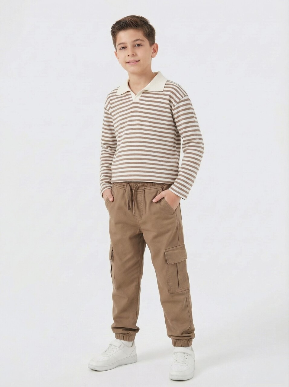 Erkek Çocuk 2'li Alt Üst Kombin Takmı 3-14 Yaş SET0462 Koyu Kahverengi - 1