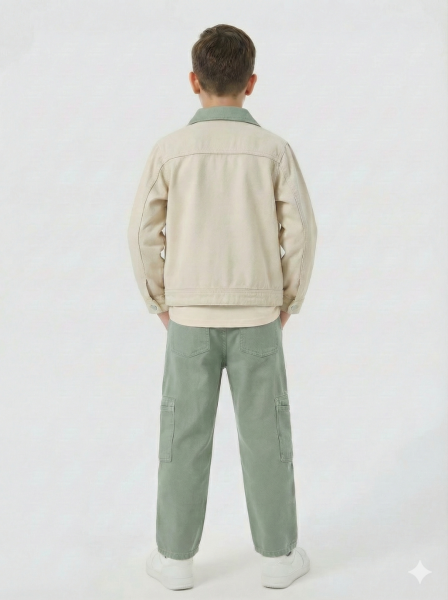 Erkek Çocuk 3'lü Alt Üst Kombin Takmı 4-13 Yaş SET0468 Yeşil - 2