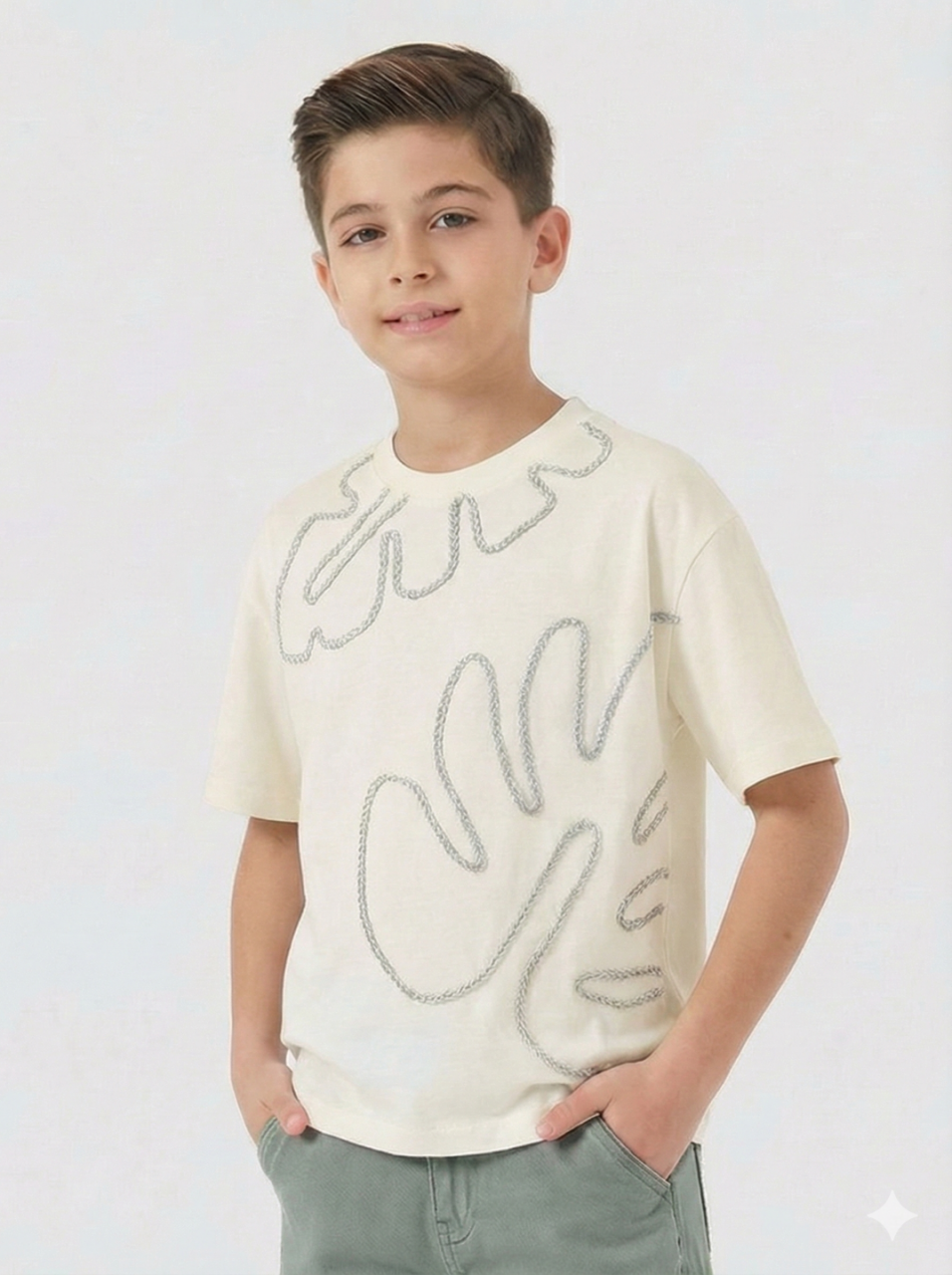 Erkek Çocuk Tişort 4-13 Yaş 1960 Ekru - 1