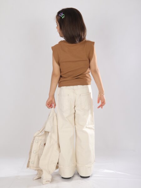 Kız Çocuk 2'li (Ceket + Pantolon) Alt Üst Takım 4-13 Yaş 2676 Krem - 4