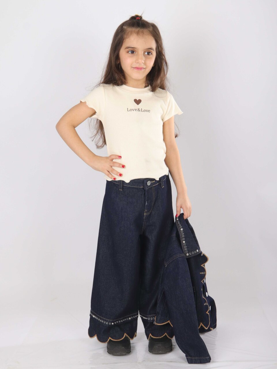 Kız Çocuk 3'lü Alt Üst Kombin Takmı 5-14 Yaş SET0477 Mavi - 3