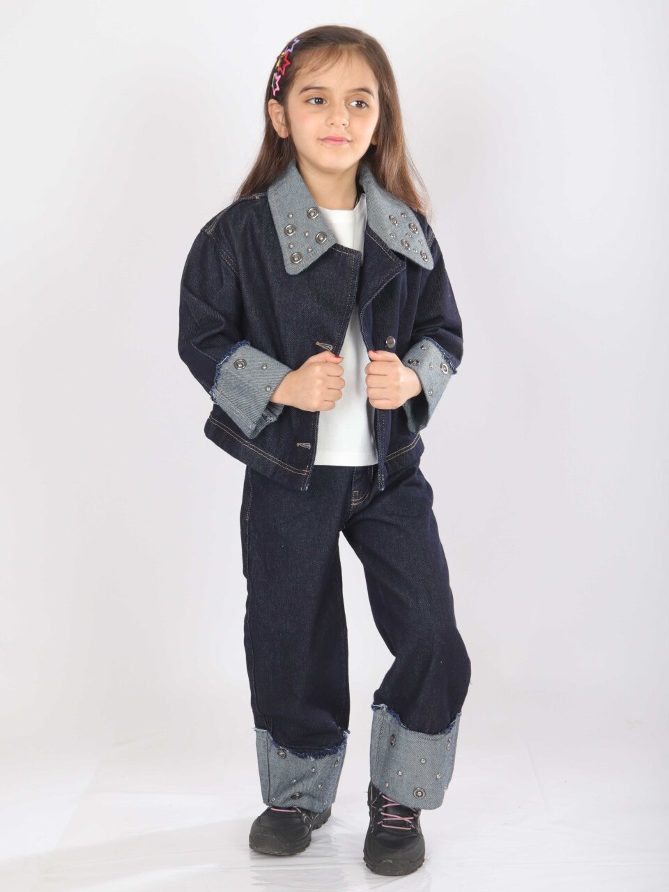 Kız Çocuk 3'lü Alt Üst Kombin Takmı 4-13 Yaş SET0478 Mavi - 2