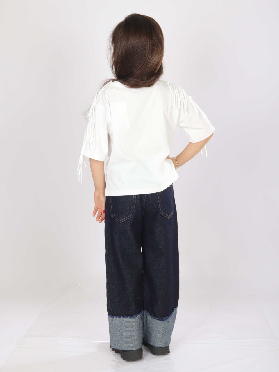 Kız Çocuk 3'lü Alt Üst Kombin Takmı 4-13 Yaş SET0478 Mavi - 8