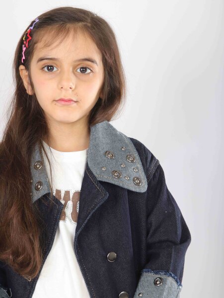 Kız Çocuk 3'lü Alt Üst Kombin Takmı 4-13 Yaş SET0478 Mavi - 4