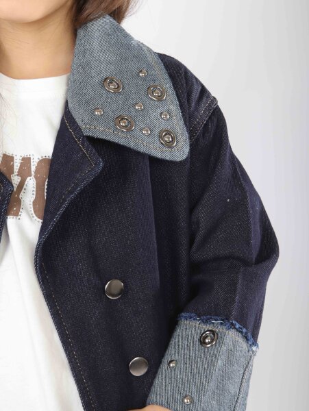 Kız Çocuk 3'lü Alt Üst Kombin Takmı 4-13 Yaş SET0478 Mavi - 9