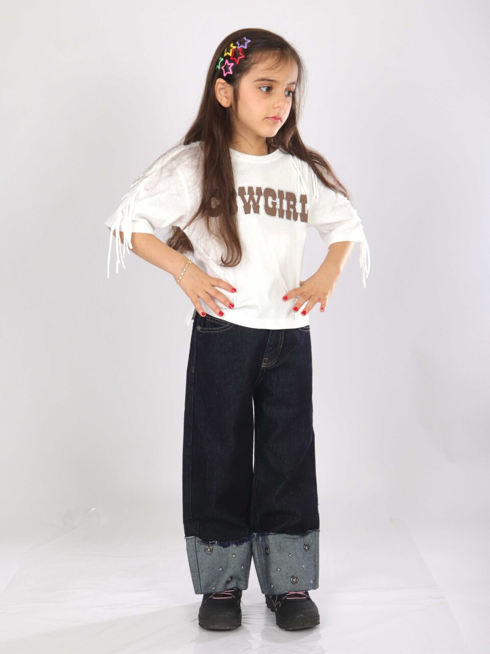 Kız Çocuk 3'lü Alt Üst Kombin Takmı 4-13 Yaş SET0478 Mavi - 10