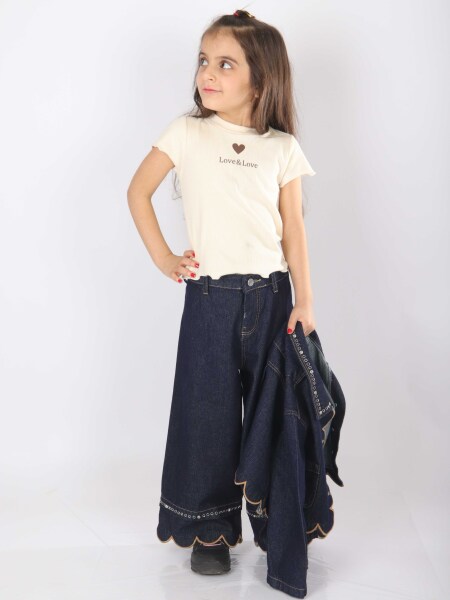 Kız Çocuk 3'lü Alt Üst Kombin Takmı 5-14 Yaş SET0477 Mavi - 9