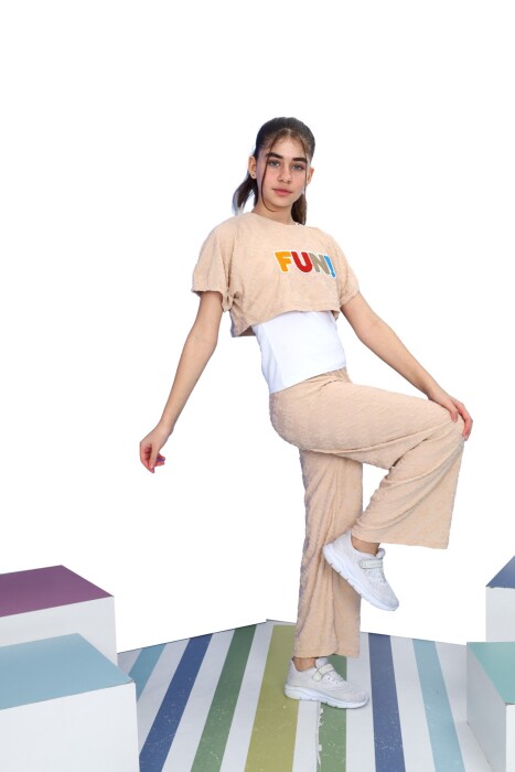 Kız Çocuk Eşofman Takım 6-9 Yaş 5617 Bej - 1