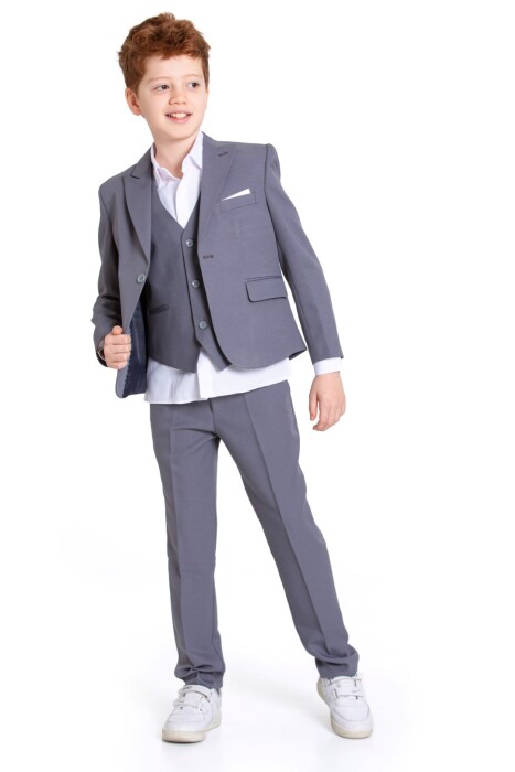 Erkek Çocuk Takım Elbise 9-12 Yaş 25901-3 Gri - 6