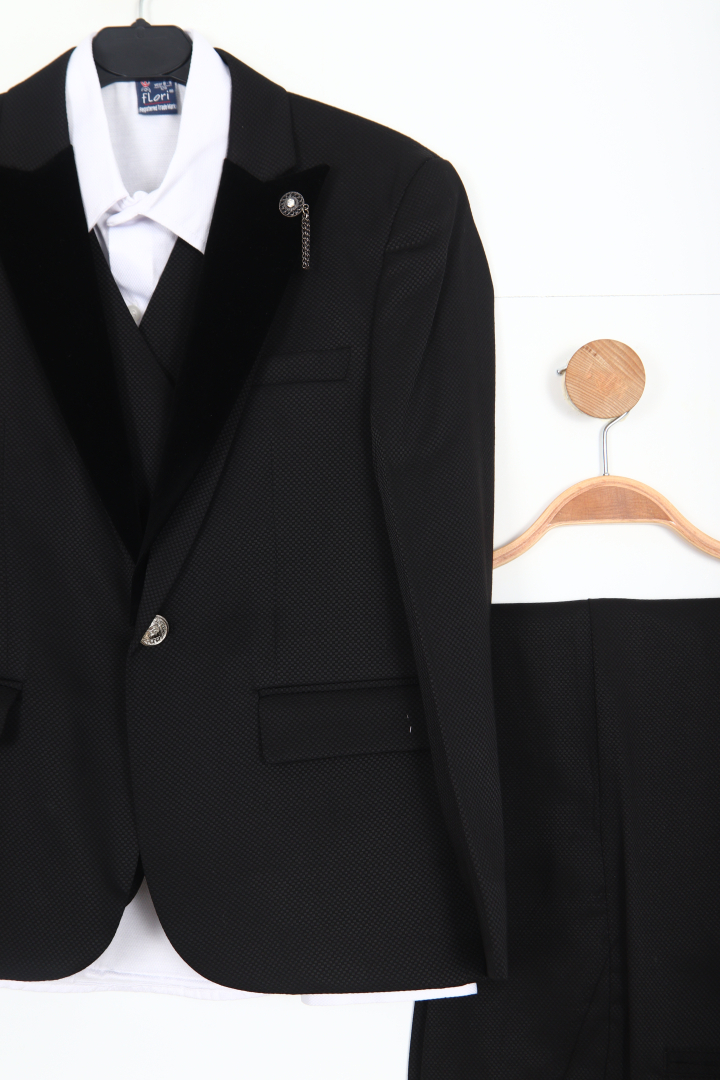 Erkek Çocuk Takım Elbise 7-11 Yaş 23908-3 Siyah - 9