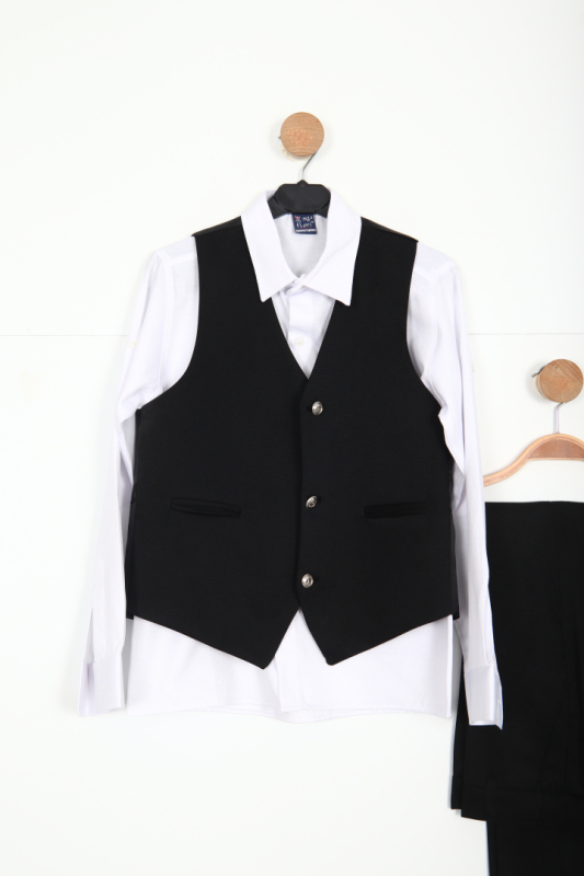 Erkek Çocuk Takım Elbise 7-11 Yaş 23908-3 Siyah - 13