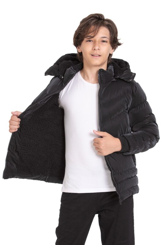 Erkek Çocuk Mont 5-8 Yaş 9020 Siyah - 5