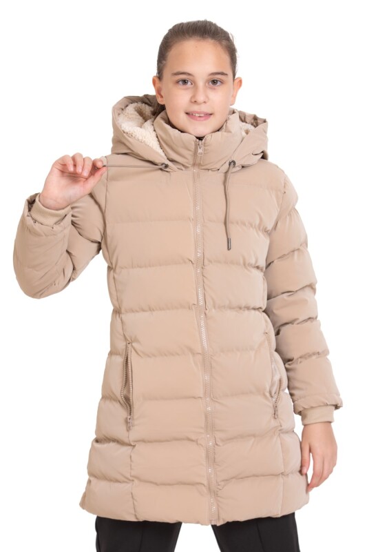 Kız Çocuk Mont 9-12 Yaş 8046 Vizon 